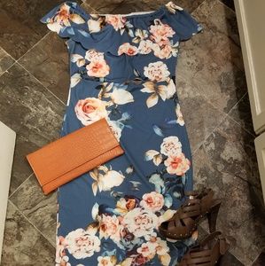 Shein Floral Off the Shoulder dress size large